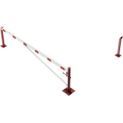 Swing barrier | with bracing tube and | pull rope reinforcement | to be fixed by plugs, hot-dip galvanized and red coated with white reflecting rings | Barrier arm length: 4000 mm | with Euro profile cylinder lock